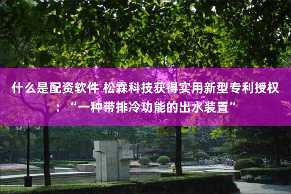 什么是配资软件 松霖科技获得实用新型专利授权：“一种带排冷功能的出水装置”