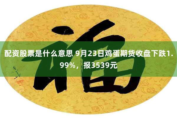 配资股票是什么意思 9月23日鸡蛋期货收盘下跌1.99%，报3539元