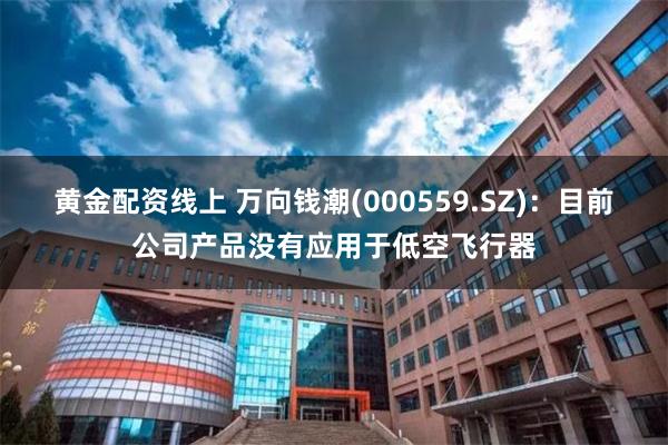 黄金配资线上 万向钱潮(000559.SZ)：目前公司产品没有应用于低空飞行器